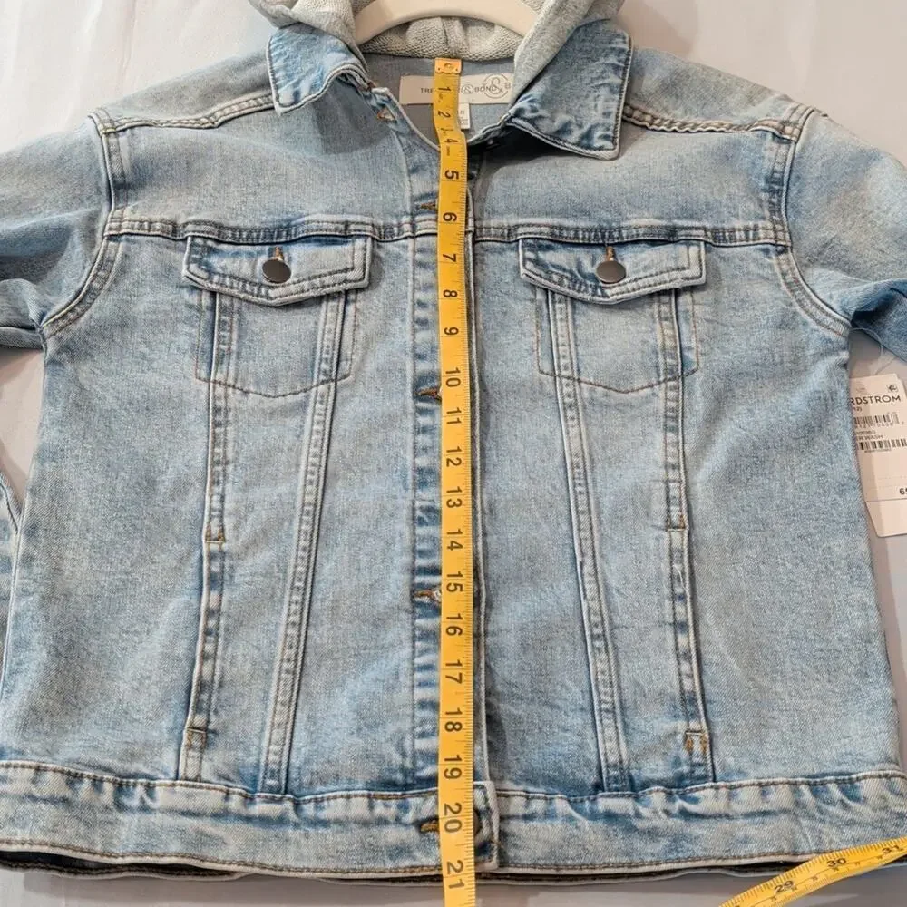 Treasure & Bond Girls' Jean Jacket with Grey Hoodie NWT L (10-12)
